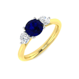 0.96ct Blue Sapphire And 0.54ct Diamond Trilogy Ring 18k Yellow Gold