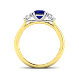 0.96ct Blue Sapphire And 0.54ct Diamond Trilogy Ring 18k Yellow Gold