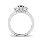 Round 0.60ct Blue Sapphire 0.60ct Diamond Cluster Ring 18k White Gold - All Diamond