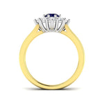 Round 0.60ct Blue Sapphire 0.60ct Diamond Cluster Ring 18k Yellow Gold - All Diamond