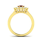 Round 0.70ct Ruby 0.60ct Diamond Cluster Ring 18k Yellow Gold - All Diamond