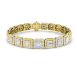 Round & Baguette Diamond Bracelet 7.00ct G/SI in 18k Yellow Gold - All Diamond