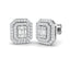 Round & Baguette Diamond Cluster Earrings 0.75ct G/SI 18k White Gold