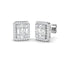 Round & Baguette Diamond Cluster Earrings 1.00ct G/SI 18k White Gold - All Diamond