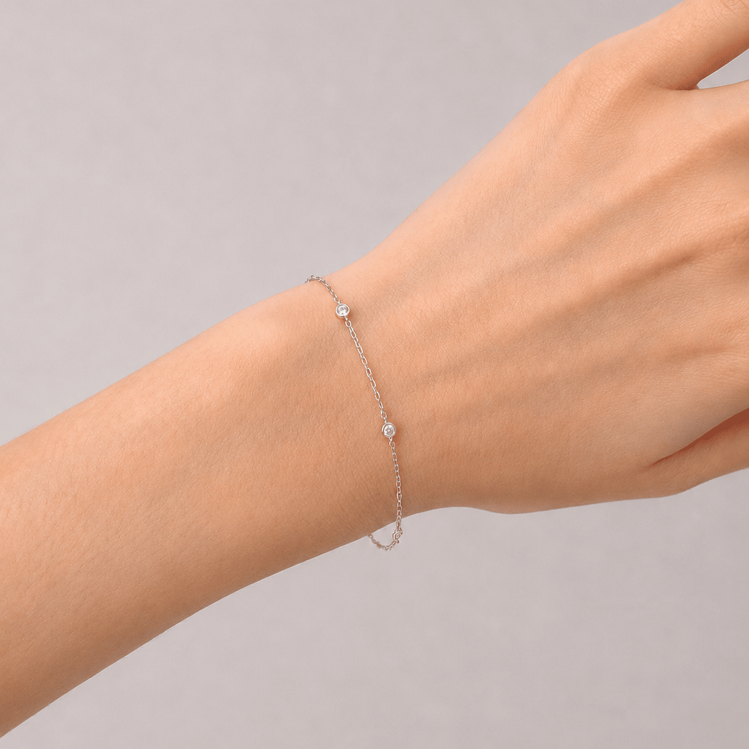 Round Diamond Chain Bracelet 0.20ct G/SI in 18k White Gold - All Diamond