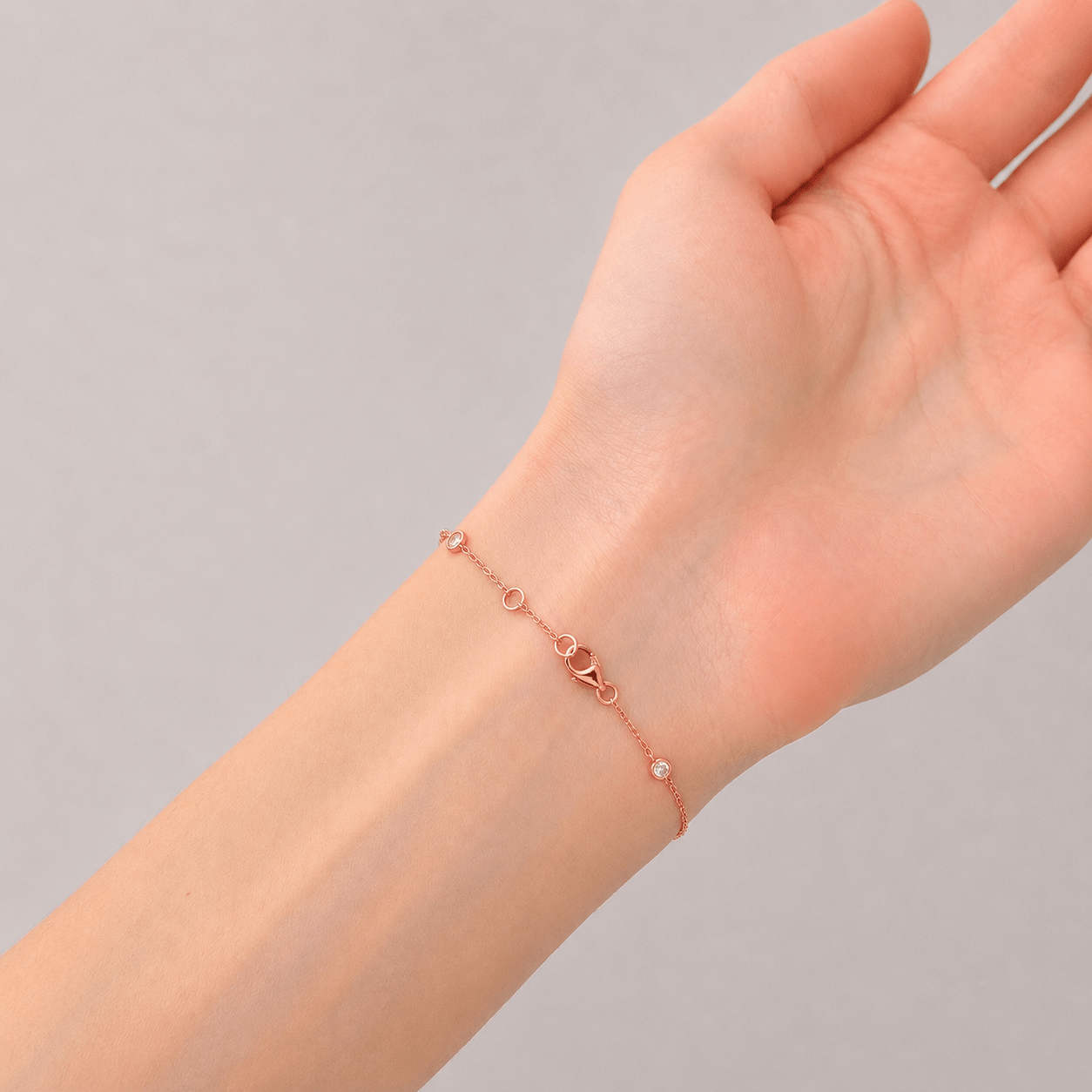Round Diamond Chain Bracelet 0.40ct G/SI in 18k Rose Gold - All Diamond