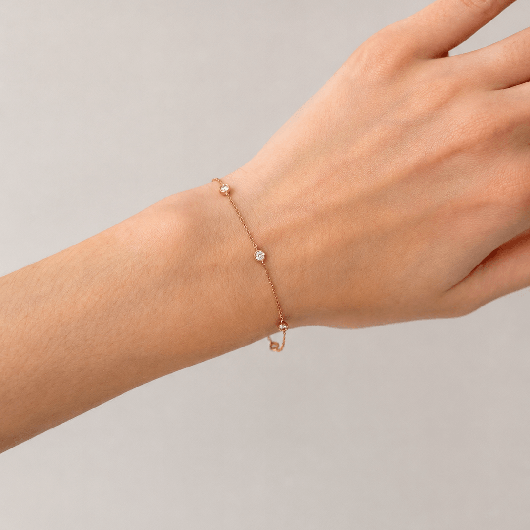 Round Diamond Chain Bracelet 0.40ct G/SI in 18k Yellow Gold - All Diamond
