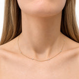 Round Diamond Chain Necklace 0.32ct G/SI 18k Yellow Gold 16" - All Diamond