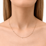 Round Diamond Chain Necklace 0.40ct G/SI 18k Rose Gold 18" - All Diamond