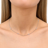 Round Diamond Chain Necklace 0.88ct G/SI 18k White Gold 16" - All Diamond