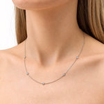 Round Diamond Chain Necklace 1.10ct G/SI 18k White Gold 18" - All Diamond