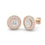 Rub Over Diamond Halo Earrings 0.90ct G/SI Quality in 18k Rose Gold