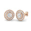 Rub Over Diamond Halo Earrings 1.30ct G/SI Quality in 18k Rose Gold