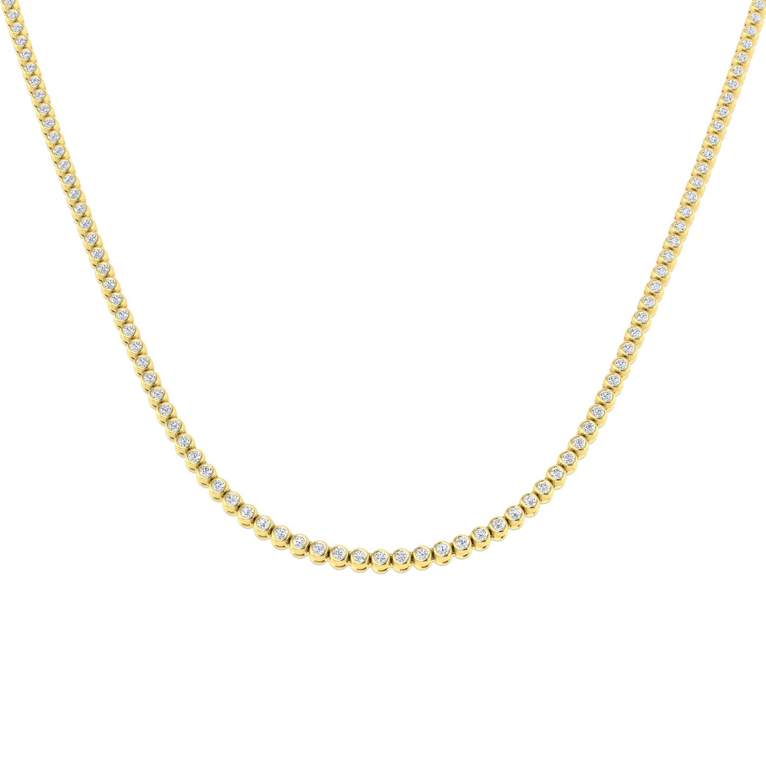 Rub Over Diamond Line Tennis Necklace 2.15ct G/SI 18k Yellow Gold - All Diamond