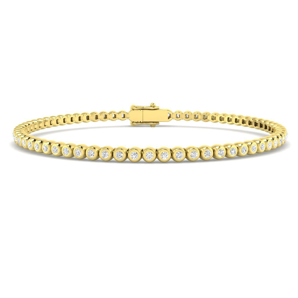 Rub Over Diamond Tennis Bracelet 1.00ct G/SI in 9k Yellow Gold - All Diamond