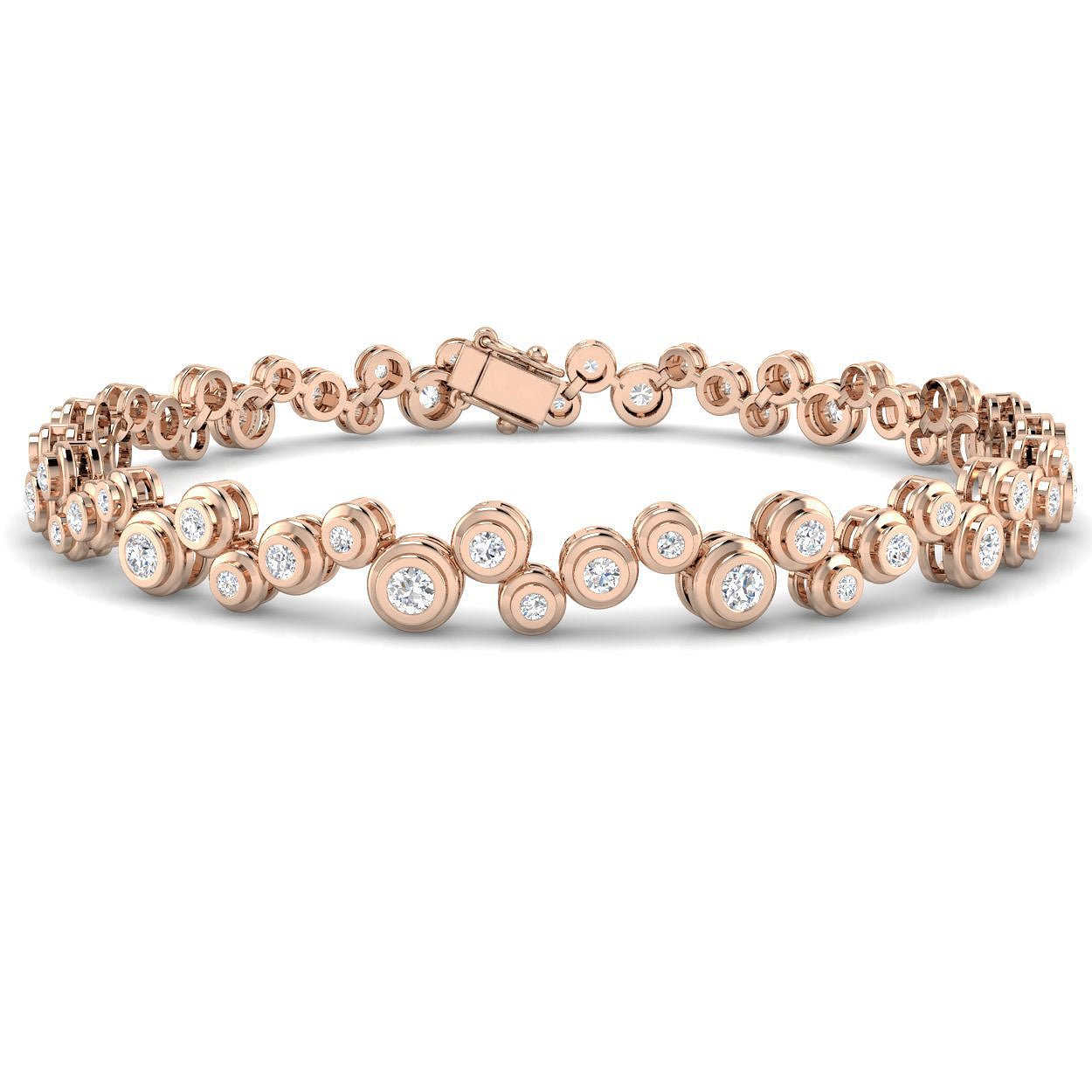 Rub Over Diamond Tennis Bracelet 1.40ct G/SI in 18k Rose Gold - All Diamond
