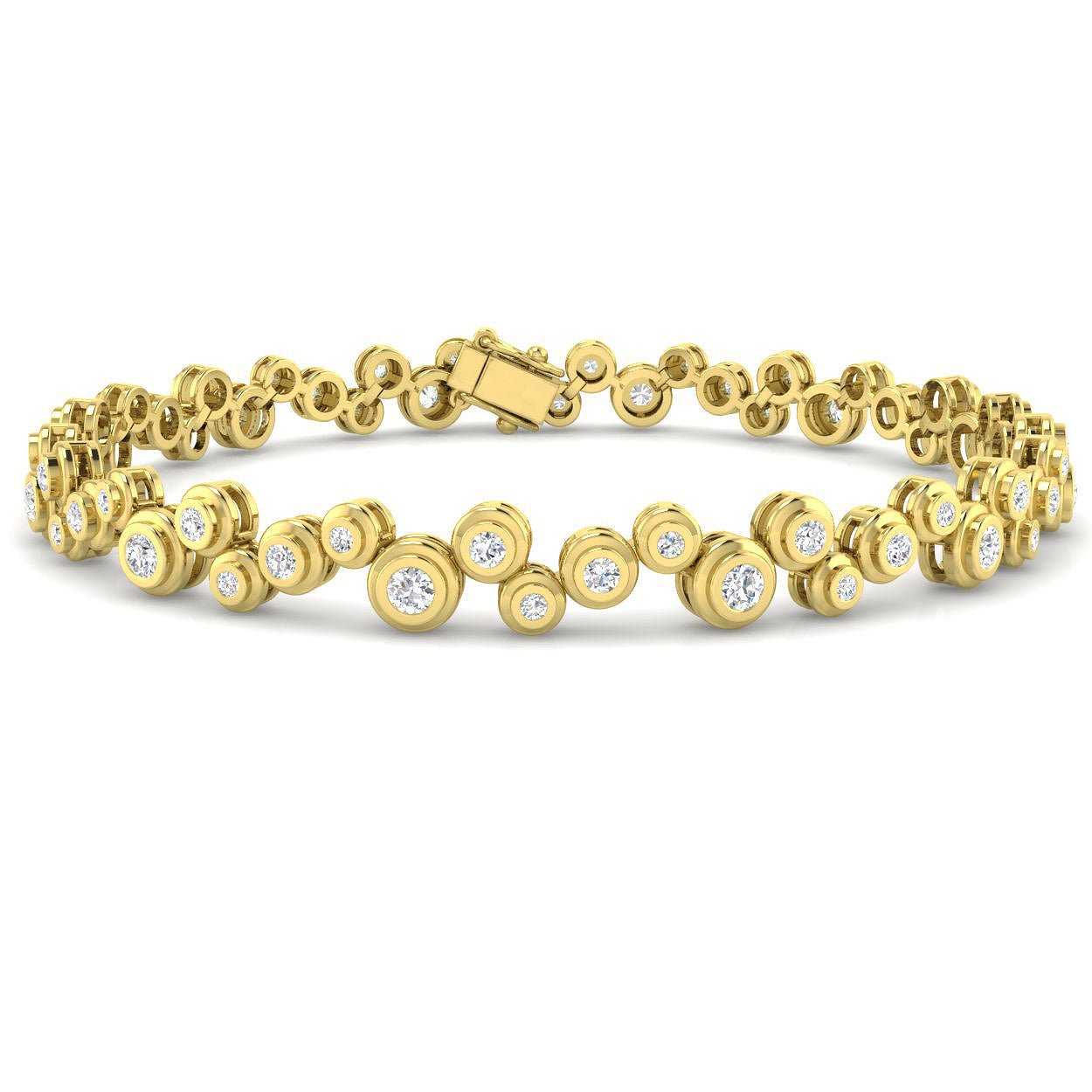 Rub Over Diamond Tennis Bracelet 1.40ct G/SI in 18k Yellow Gold - All Diamond