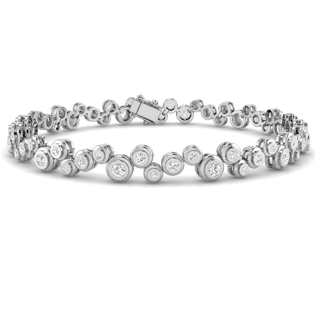 Rub Over Diamond Tennis Bracelet 1.40ct G/SI in 9k White Gold - All Diamond