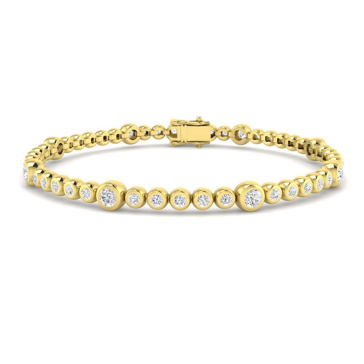 Rub Over Diamond Tennis Bracelet 1.50ct G/SI in 18k Yellow Gold - All Diamond