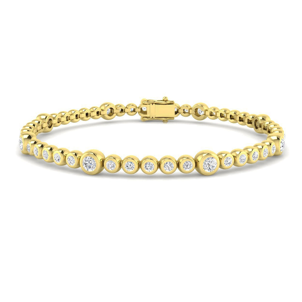 Rub Over Diamond Tennis Bracelet 1.50ct G/SI in 18k Yellow Gold - All Diamond