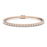 Rub Over Diamond Tennis Bracelet 2.00ct G/SI in 9k Rose Gold - All Diamond