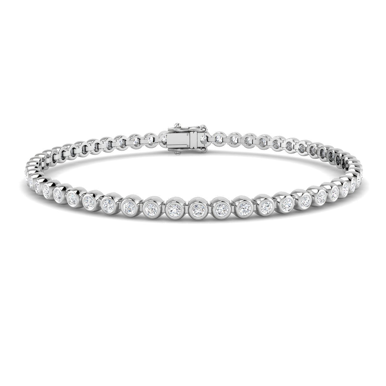 Rub Over Diamond Tennis Bracelet 2.00ct G/SI in 9k White Gold - All Diamond