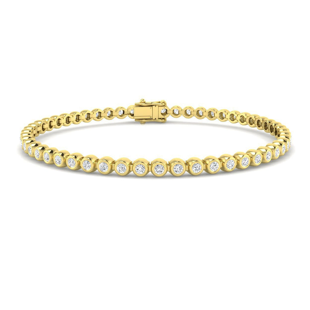 Rub Over Diamond Tennis Bracelet 2.00ct G/SI in 9k Yellow Gold - All Diamond