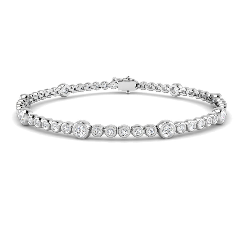 Rub Over Diamond Tennis Bracelet 2.50ct G/SI in 18k White Gold - All Diamond