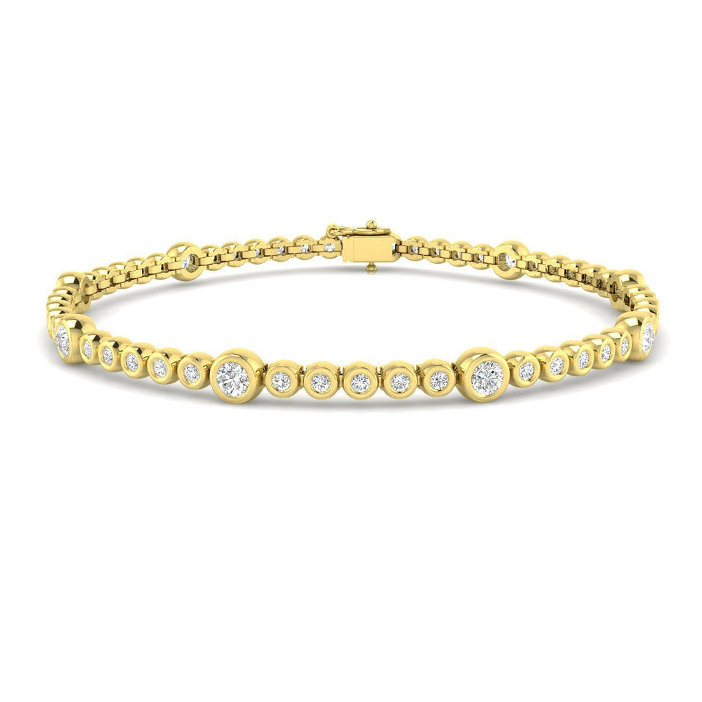 Rub Over Diamond Tennis Bracelet 2.50ct G/SI in 18k Yellow Gold - All Diamond
