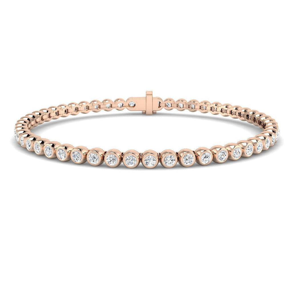 Rub Over Diamond Tennis Bracelet 3.00ct G/SI in 9k Rose Gold - All Diamond
