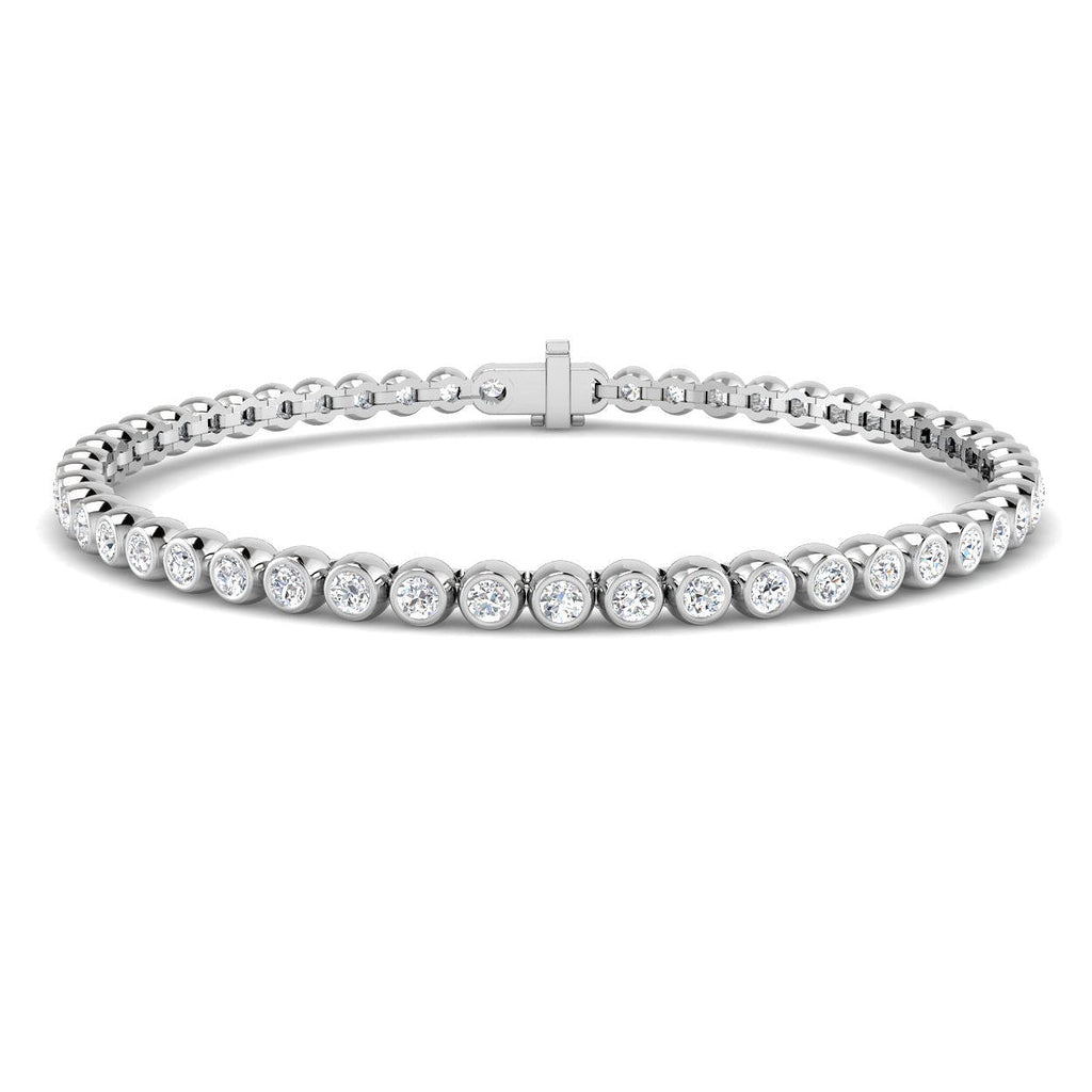 Rub Over Diamond Tennis Bracelet 3.00ct G/SI in 9k White Gold - All Diamond