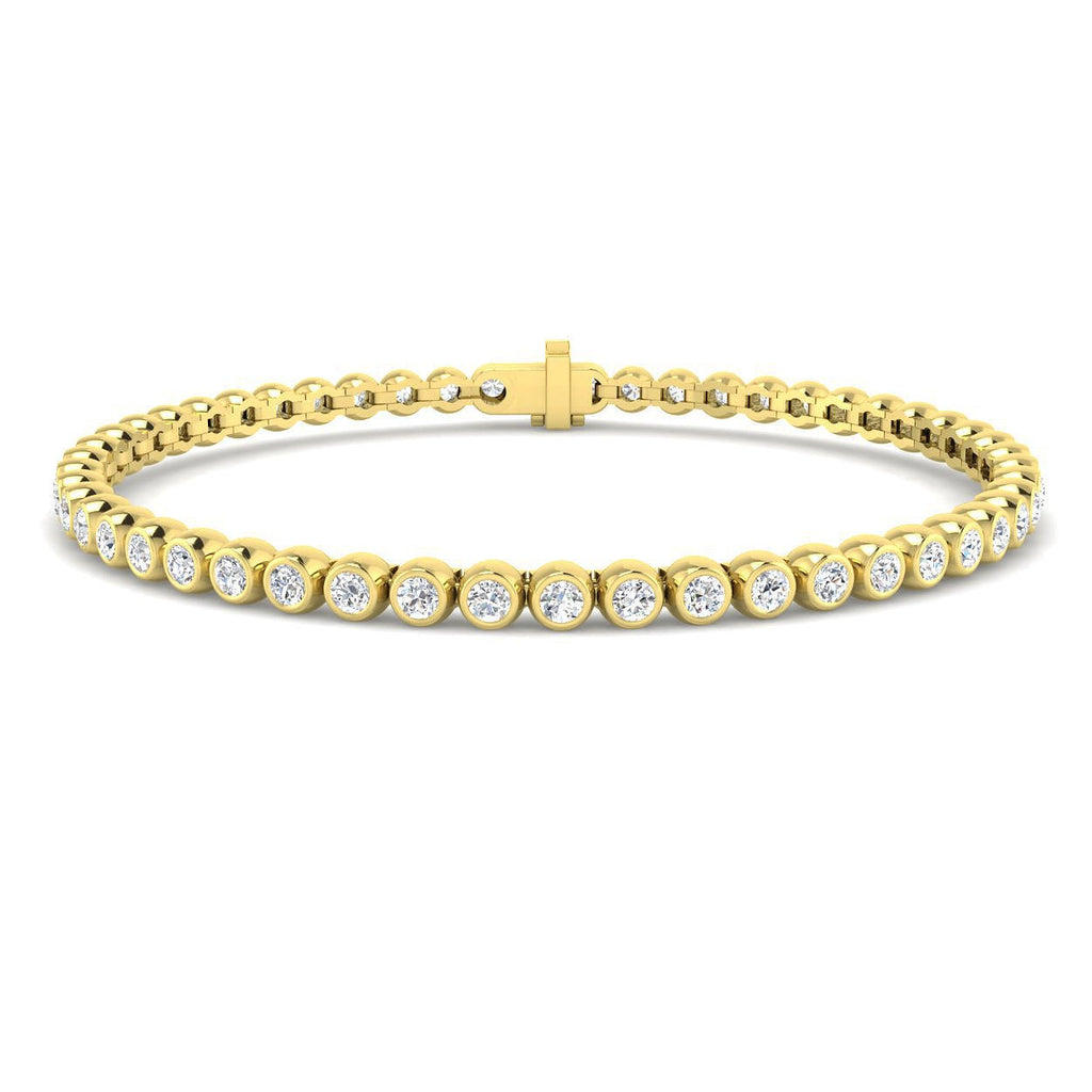 Rub Over Diamond Tennis Bracelet 3.00ct G/SI in 9k Yellow Gold - All Diamond
