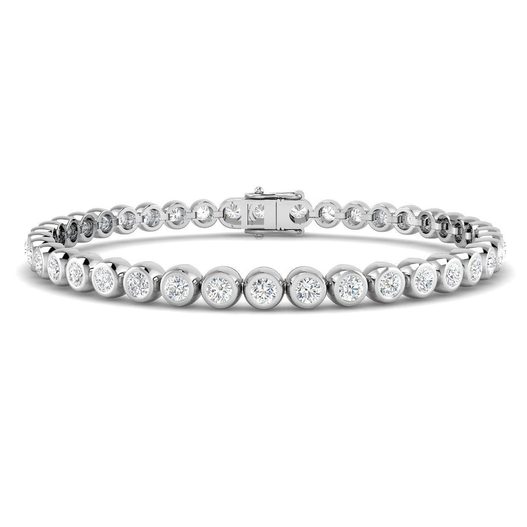 Rub Over Diamond Tennis Bracelet 4.00ct G/SI in 18k White Gold - All Diamond