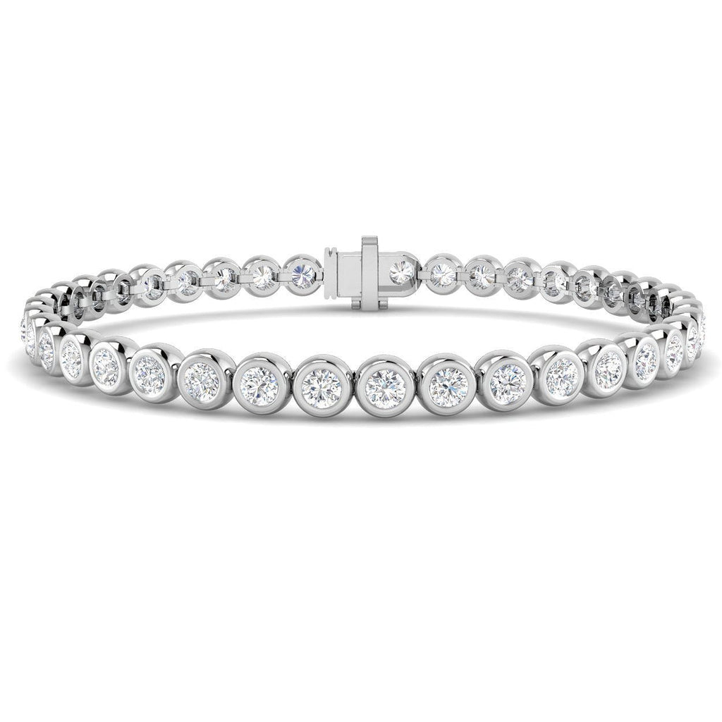 Rub Over Diamond Tennis Bracelet 5.00ct G/SI in 18k White Gold - All Diamond