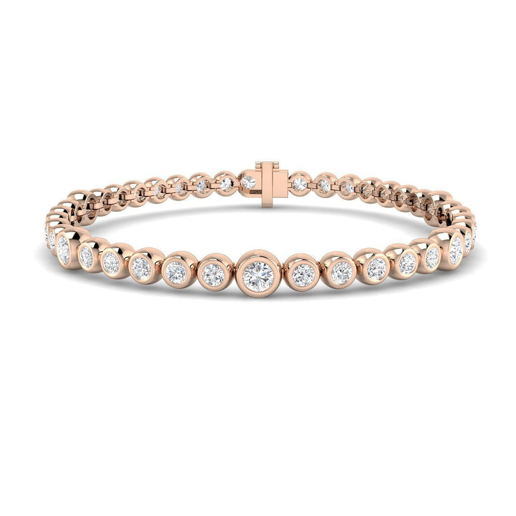 Rub Over Diamond Tennis Bracelet 5.15ct G/SI in 18k Rose Gold - All Diamond