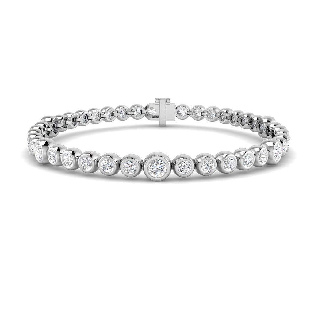 Rub Over Diamond Tennis Bracelet 5.15ct G/SI in 18k White Gold - All Diamond