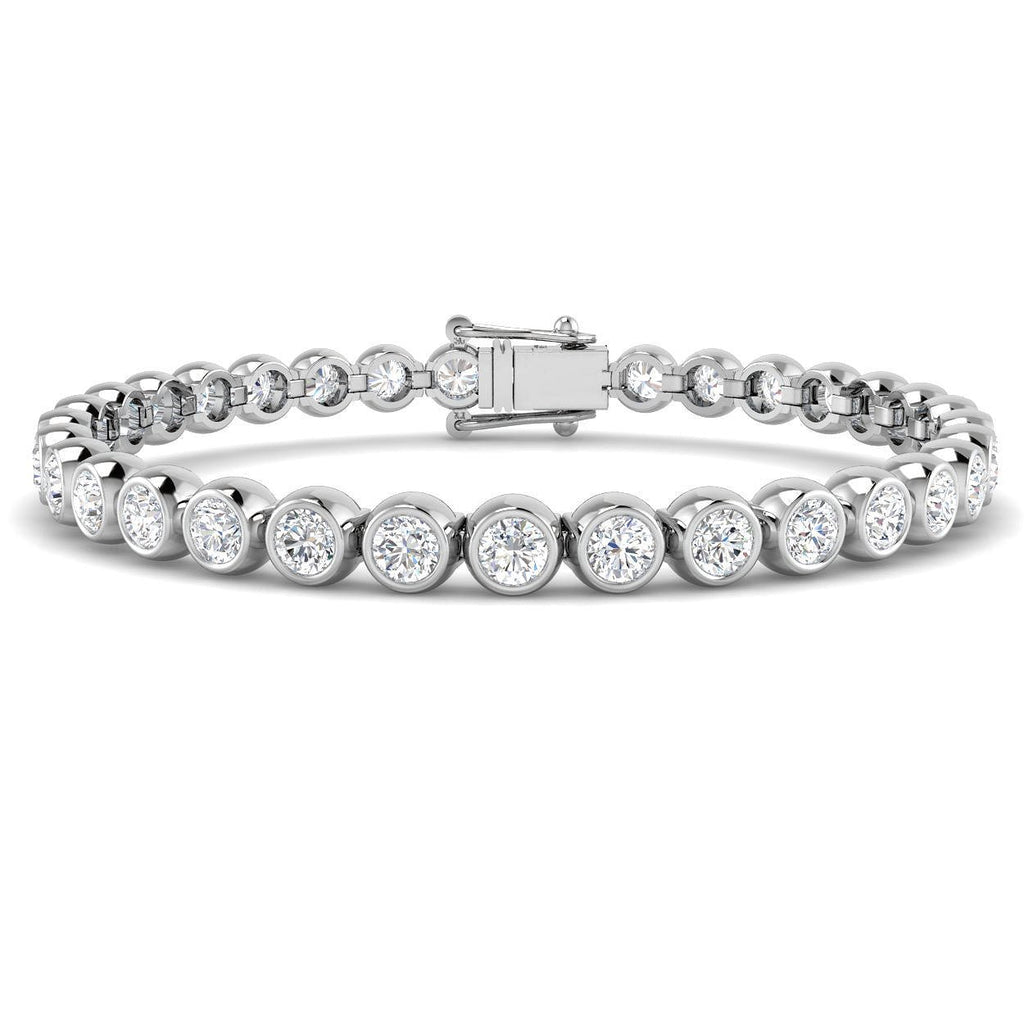 Rub Over Diamond Tennis Bracelet 6.00ct G/SI in 18k White Gold - All Diamond