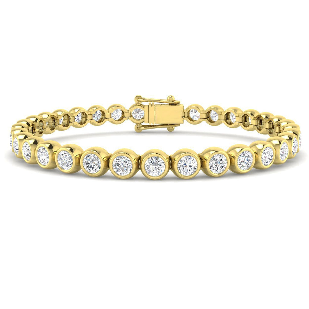 Rub Over Diamond Tennis Bracelet 8.00ct G/SI in 18k Yellow Gold - All Diamond