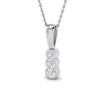 Rub Over Diamond Trilogy Pendant Necklace 0.30ct G/SI 18k White Gold - All Diamond