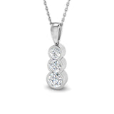 Rub Over Diamond Trilogy Pendant Necklace 0.90ct G/SI 9k White Gold - All Diamond