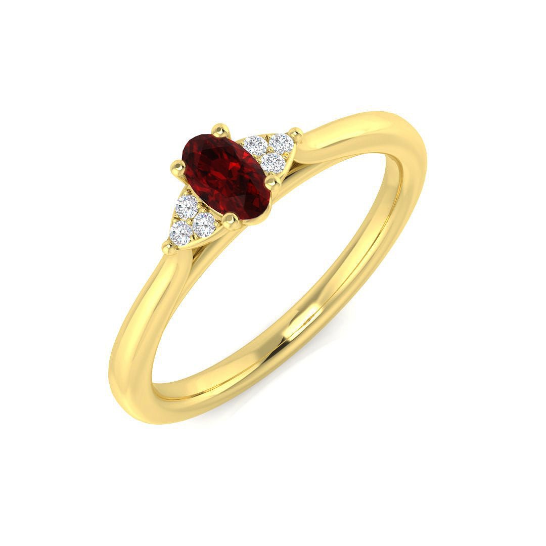 Ruby 0.30ct Diamond 0.03ct Cluster Ring 9k Yellow Gold - All Diamond