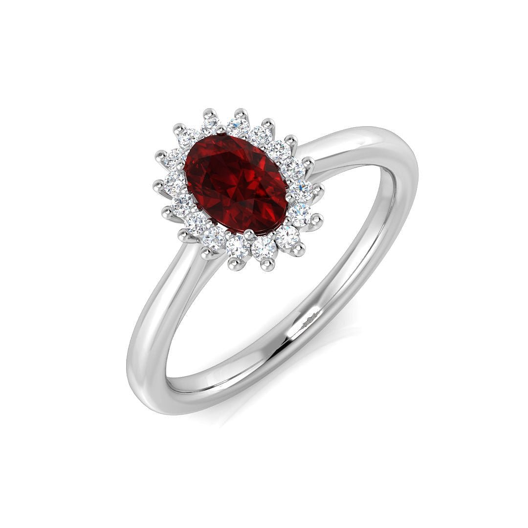 Ruby 0.50ct and Diamond 0.10ct Ring In 9K White Gold - All Diamond