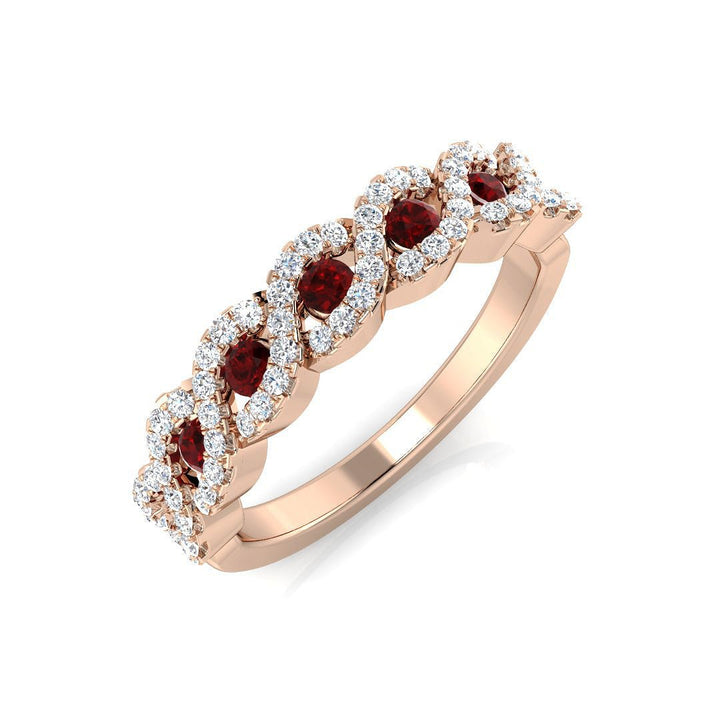 Ruby & Diamond 0.60ct Dress Cocktail Ring in 18k Rose Gold