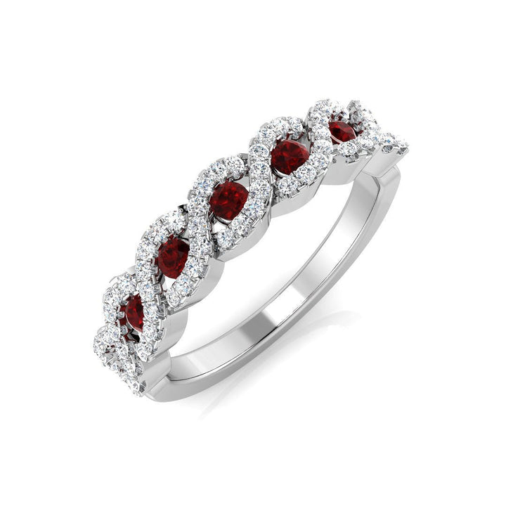 Ruby & Diamond 0.60ct Dress Cocktail Ring in 18k White Gold