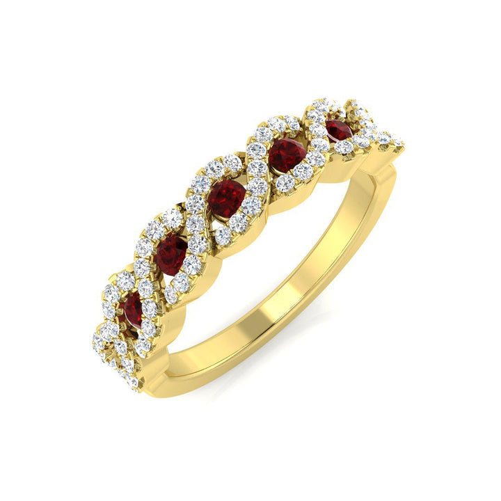 Ruby & Diamond 0.60ct Dress Cocktail Ring in 18k Yellow Gold