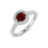 Ruby & Diamond 0.80ct Halo Ring in 18k White Gold - All Diamond