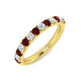 Ruby & Diamond Half Eternity Ring 0.60ct in 18k Yellow Gold - All Diamond