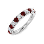 Ruby & Diamond Half Eternity Ring 0.80ct in 18k White Gold - All Diamond