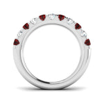 Ruby & Diamond Half Eternity Ring 0.80ct in 18k White Gold - All Diamond