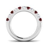 Ruby & Diamond Half Eternity Ring 0.80ct in 18k White Gold - All Diamond